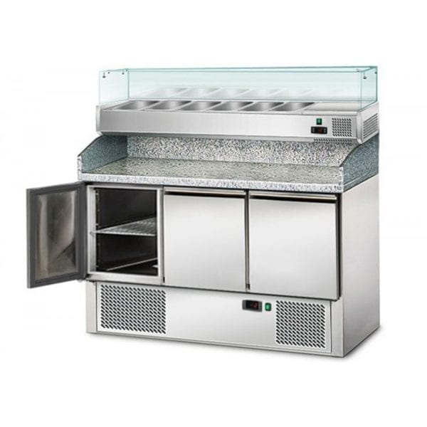 Meuble pizza compact + présentoir vitrée 1/4 / 3 portes