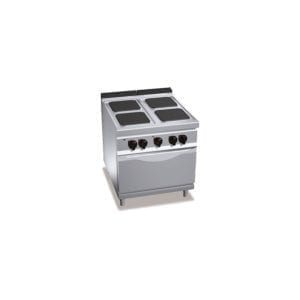 Cuisinière électrique 4 plaques carrées (14kW) sur four électrique (3kW)