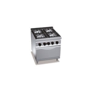 Cuisinière gaz 4 brûleurs puissants (34.5kW) sur four électrique puissant (7.5kW)