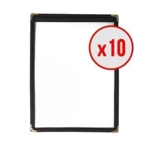 10 x Porte-menus Noir - Style américain - 2 VUES A5