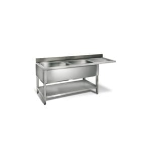 Table lave-vaisselle égouttoir D / 2000 mm 2 éviers prof.700