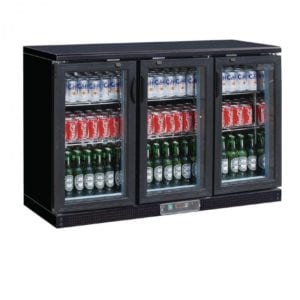 Arrière bar noir / 3 portes pivotante vitrée