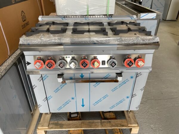 FOURNEAU GAZ 6 FEUX SUR FOUR ÉLECTRIQUE 1000X600X900
