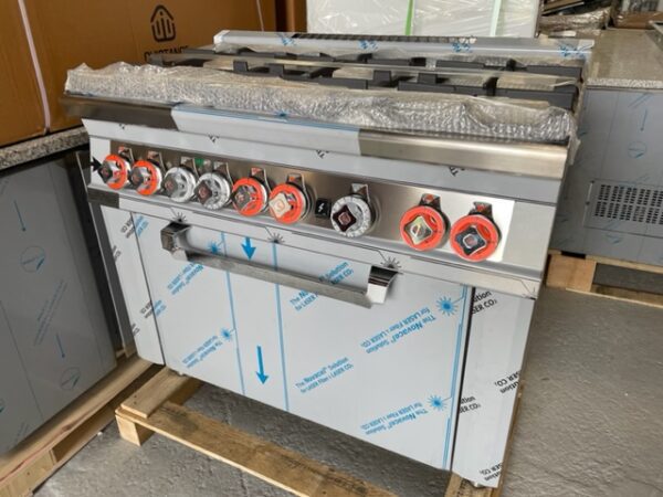 FOURNEAU GAZ 6 FEUX SUR FOUR ÉLECTRIQUE 1000X600X900 – Image 3