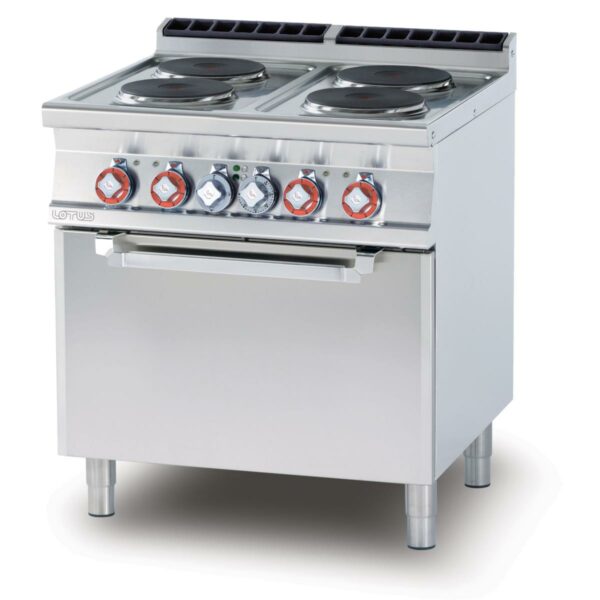 Fourneau gaz 4 feux sur four électrique statique GN2/1-PROFONDEUR 700-LOTUS